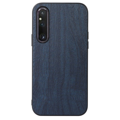 For Sony Xperia 1 V Wood Texture Phone Back Cover PU Leather Coated PC+TPU Case