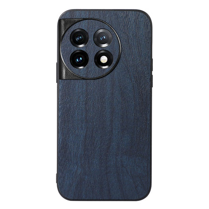 For OnePlus 11 5G Wood Grain Anti-Fingerprint Phone Cover PU Leather+PC+TPU Phone Case