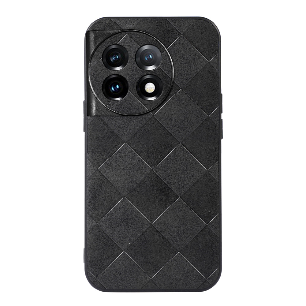PC+TPU+PU Leather Phone Cover for OnePlus 11 5G , Anti-Scratch Grid Texture Cell Phone Case