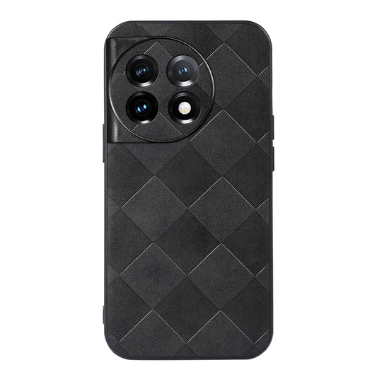 PC+TPU+PU Leather Phone Cover for OnePlus 11 5G , Anti-Scratch Grid Texture Cell Phone Case