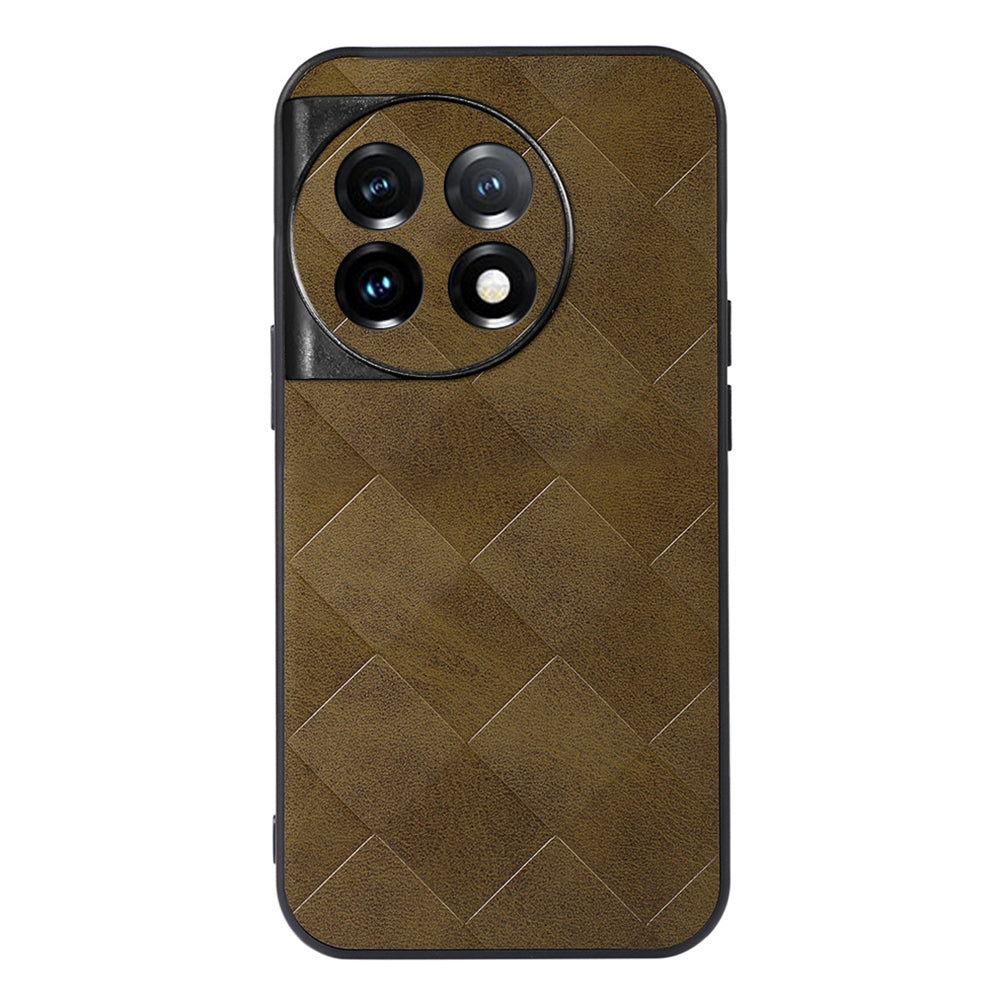 PC+TPU+PU Leather Phone Cover for OnePlus 11 5G , Anti-Scratch Grid Texture Cell Phone Case