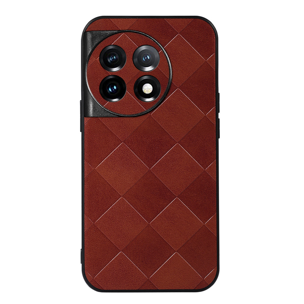 PC+TPU+PU Leather Phone Cover for OnePlus 11 5G , Anti-Scratch Grid Texture Cell Phone Case
