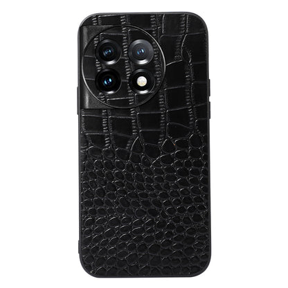 For OnePlus 11 5G Crocodile Texture Phone Case Genuine Cowhide Leather Coated PC+TPU Anti-Scratch Shell