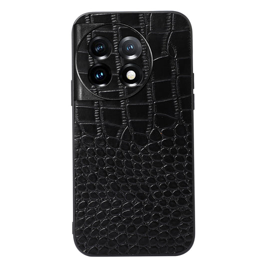 For OnePlus 11 5G Crocodile Texture Phone Case Genuine Cowhide Leather Coated PC+TPU Anti-Scratch Shell