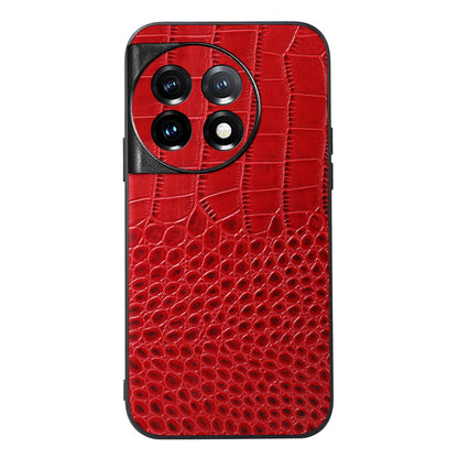 For OnePlus 11 5G Crocodile Texture Phone Case Genuine Cowhide Leather Coated PC+TPU Anti-Scratch Shell