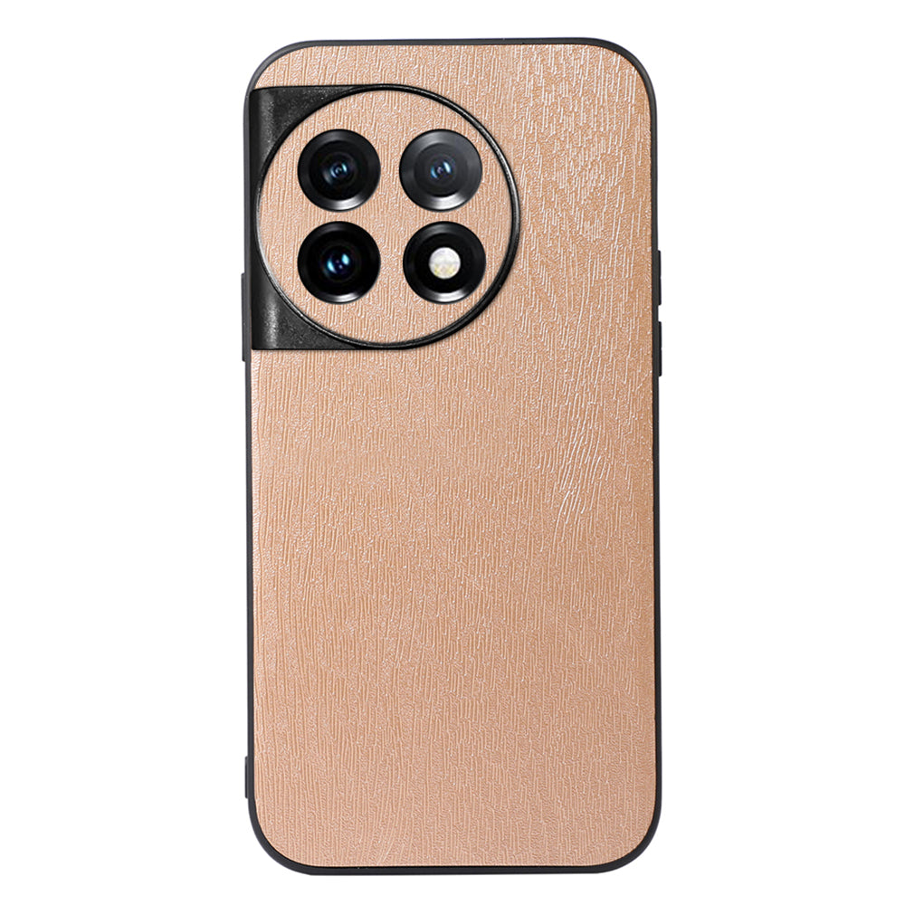 For OnePlus Ace 2 5G / 11R 5G Anti-Scratch PU Leather+PC+TPU Phone Cover Wood Grain Slim Phone Case