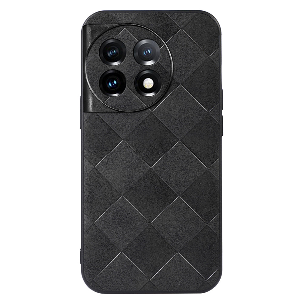 For OnePlus Ace 2 5G / 11R 5G PC+TPU+PU Leather Phone Cover Anti-Scratch Grid Texture Cell Phone Case