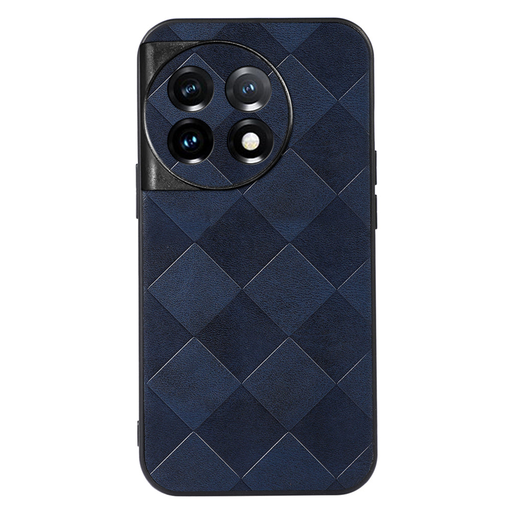 For OnePlus Ace 2 5G / 11R 5G PC+TPU+PU Leather Phone Cover Anti-Scratch Grid Texture Cell Phone Case