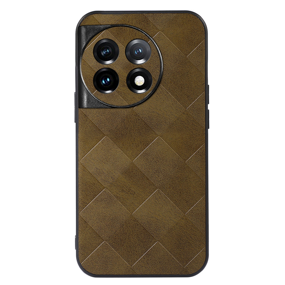 For OnePlus Ace 2 5G / 11R 5G PC+TPU+PU Leather Phone Cover Anti-Scratch Grid Texture Cell Phone Case