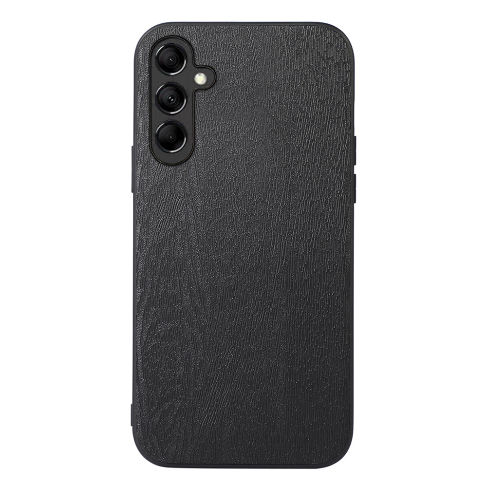For Samsung Galaxy A24 4G Wood Grain Phone Case PU Leather Coated Hybrid PC + TPU Protector