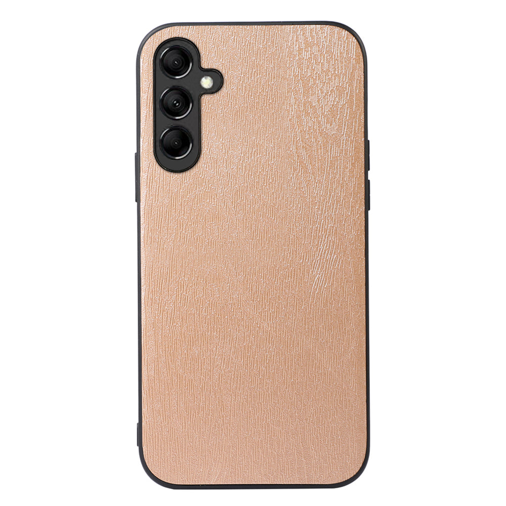 For Samsung Galaxy A24 4G Wood Grain Phone Case PU Leather Coated Hybrid PC + TPU Protector
