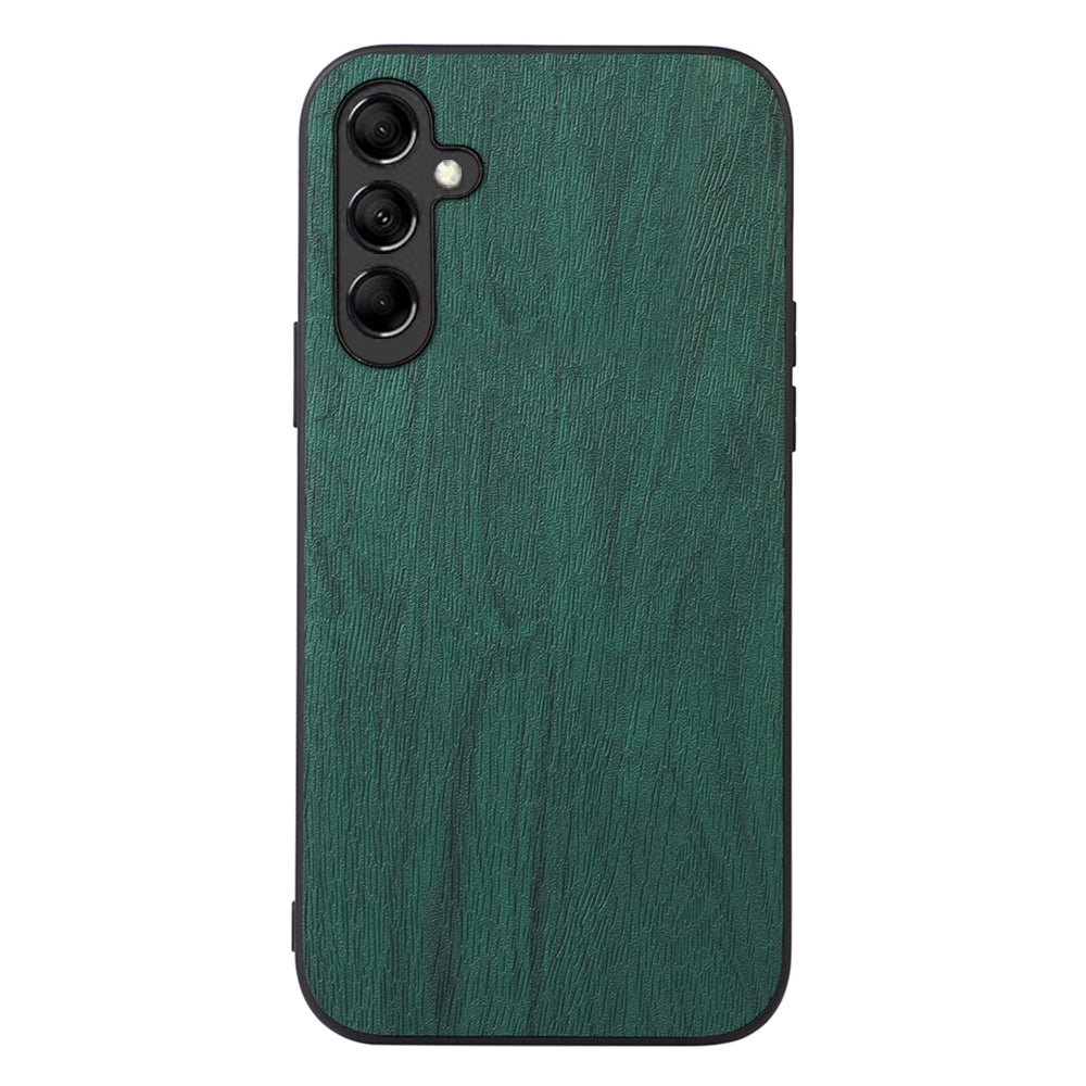 For Samsung Galaxy A24 4G Wood Grain Phone Case PU Leather Coated Hybrid PC + TPU Protector