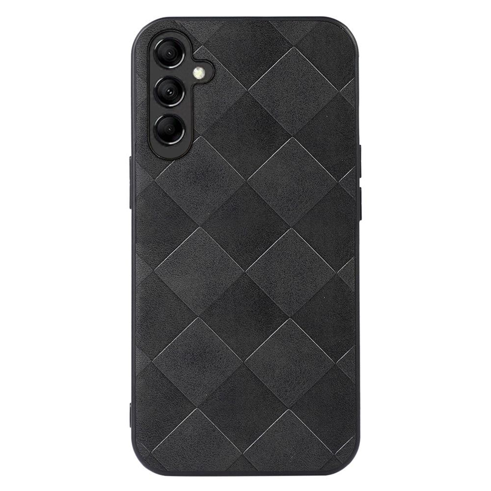 For Samsung Galaxy A24 4G Phone Case Grid Texture PU Leather+PC+TPU Hybrid Phone Cover Shell