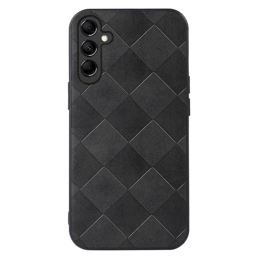 For Samsung Galaxy A24 4G Phone Case Grid Texture PU Leather+PC+TPU Hybrid Phone Cover Shell
