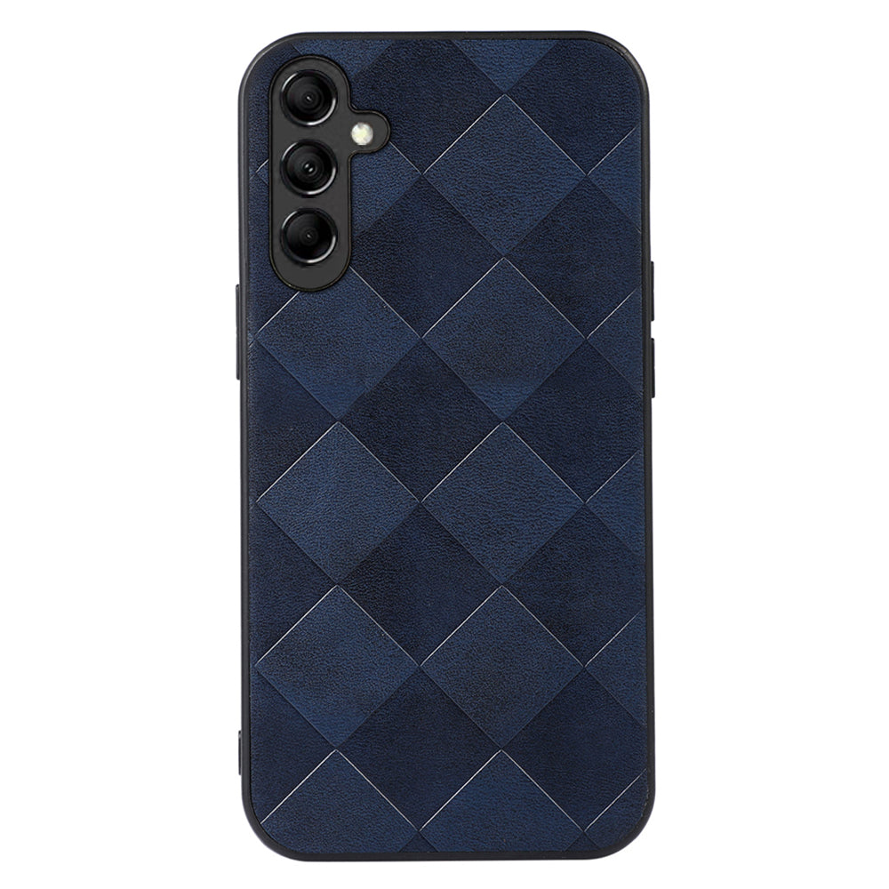 For Samsung Galaxy A24 4G Phone Case Grid Texture PU Leather+PC+TPU Hybrid Phone Cover Shell