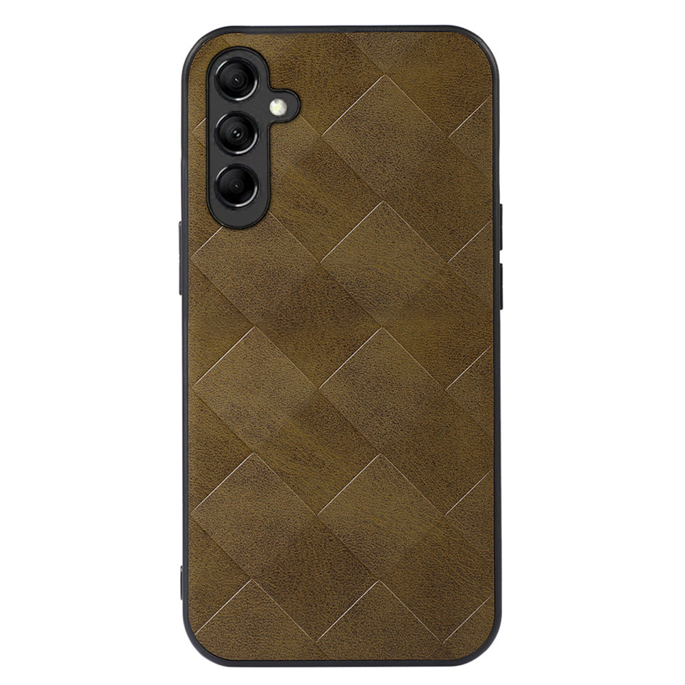 For Samsung Galaxy A24 4G Phone Case Grid Texture PU Leather+PC+TPU Hybrid Phone Cover Shell