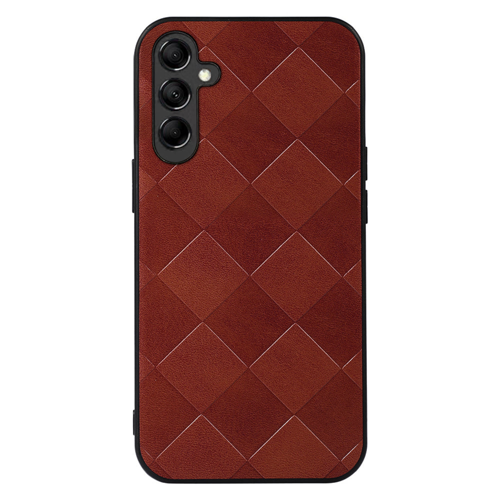For Samsung Galaxy A24 4G Phone Case Grid Texture PU Leather+PC+TPU Hybrid Phone Cover Shell