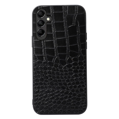 For Samsung Galaxy A24 4G Phone Cover Genuine Cowhide Leather Coated PC+TPU Crocodile Texture Phone Case