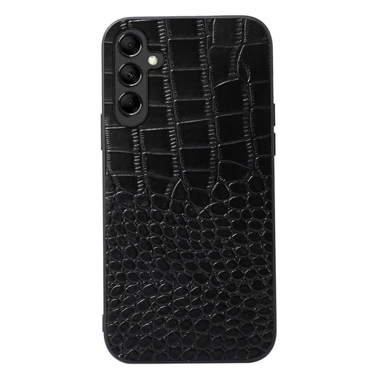 For Samsung Galaxy A24 4G Phone Cover Genuine Cowhide Leather Coated PC+TPU Crocodile Texture Phone Case
