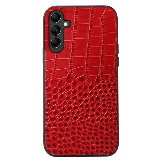 For Samsung Galaxy A24 4G Phone Cover Genuine Cowhide Leather Coated PC+TPU Crocodile Texture Phone Case