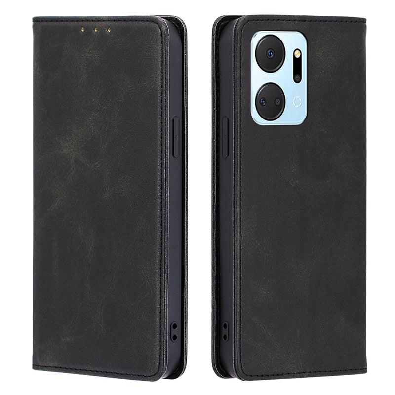 For Honor X7a 5G Calf Texture Phone Case Magnetic Auto-absorbed Wallet Leather Stand Cover