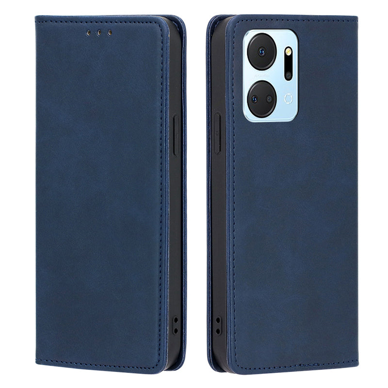 For Honor X7a 5G Calf Texture Phone Case Magnetic Auto-absorbed Wallet Leather Stand Cover