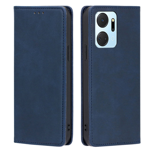 For Honor X7a 5G Calf Texture Phone Case Magnetic Auto-absorbed Wallet Leather Stand Cover