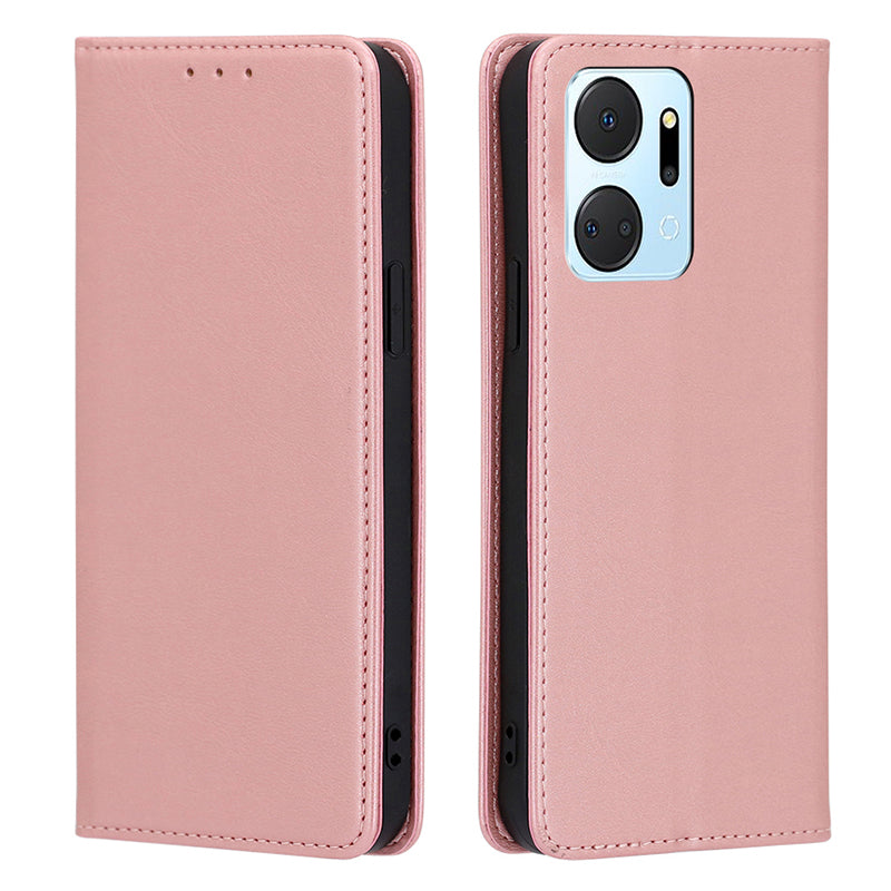 For Honor X7a 5G Calf Texture Phone Case Magnetic Auto-absorbed Wallet Leather Stand Cover