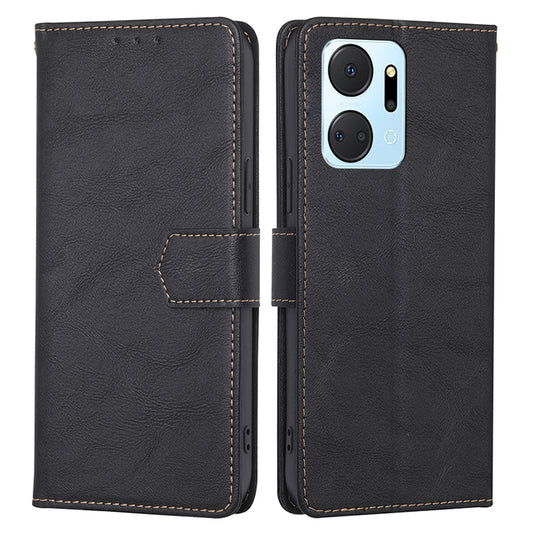 For Honor X7a 4G Cowhide Texture RFID Blocking Phone Case PU Leather Wallet Stand Phone Cover