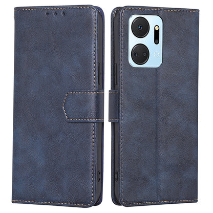For Honor X7a 4G Cowhide Texture RFID Blocking Phone Case PU Leather Wallet Stand Phone Cover