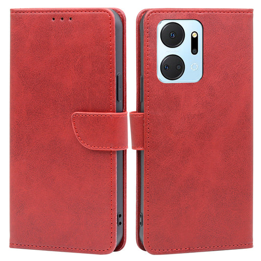 For Honor X7a 5G Calf Texture Wallet Phone Case Magnetic Clasp Stand Anti-Scratch Leather Phone Cover