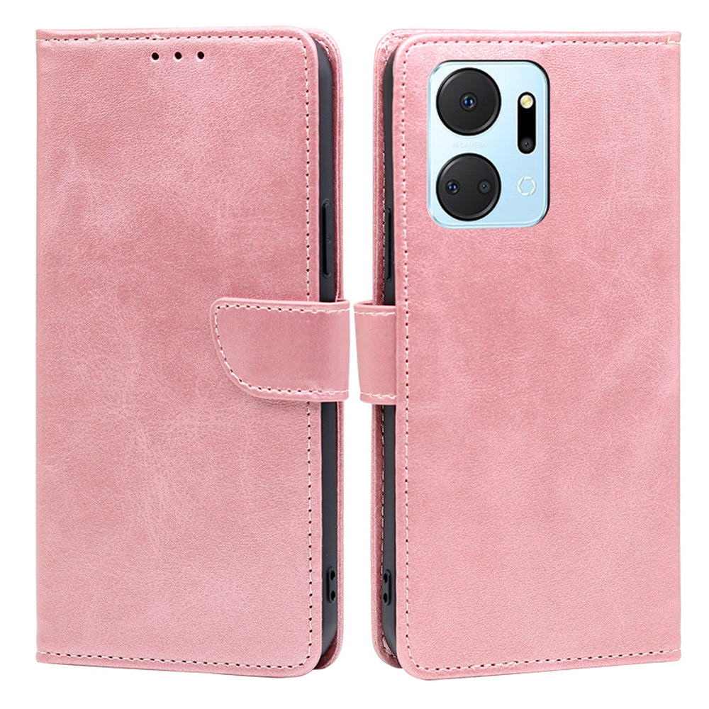 For Honor X7a 5G Calf Texture Wallet Phone Case Magnetic Clasp Stand Anti-Scratch Leather Phone Cover