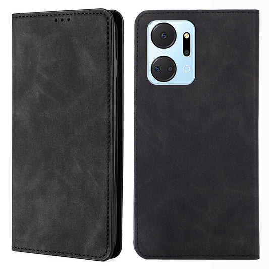 For Honor X7a 5G Anti-Fading Skin-touch Feeling Phone Case Card Holder Stand Leather Phone Cover