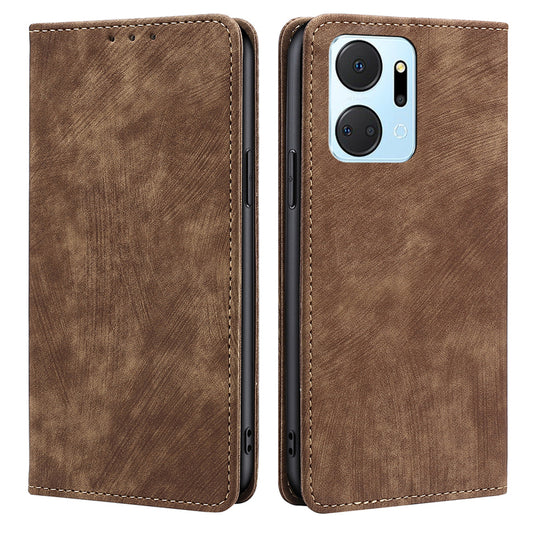 For Honor X7a 5G RFID Blocking Protective Cover Magnetic Leather Wallet Phone Stand Case
