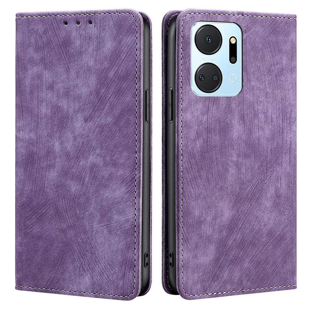 For Honor X7a 5G RFID Blocking Protective Cover Magnetic Leather Wallet Phone Stand Case