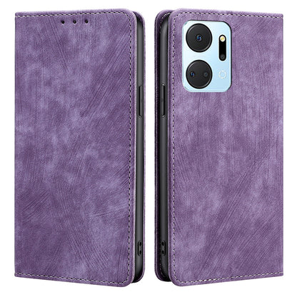 For Honor X7a 5G RFID Blocking Protective Cover Magnetic Leather Wallet Phone Stand Case