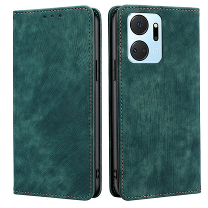For Honor X7a 5G RFID Blocking Protective Cover Magnetic Leather Wallet Phone Stand Case