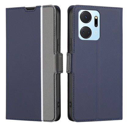 For Honor X7a 5G Cell Phone Leather Case Card Holder Stand Twill Texture Phone Cover