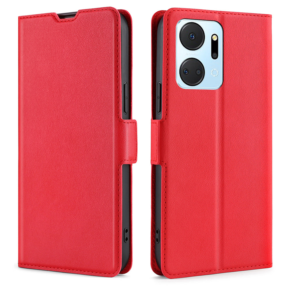 For Honor X7a 5G PU Leather Phone Cover Foldable Stand Card Holder Shockproof Flip Phone Case