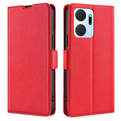 For Honor X7a 5G PU Leather Phone Cover Foldable Stand Card Holder Shockproof Flip Phone Case