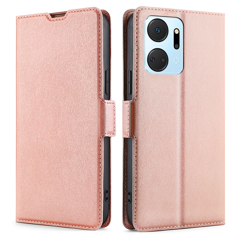 For Honor X7a 5G PU Leather Phone Cover Foldable Stand Card Holder Shockproof Flip Phone Case