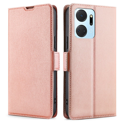 For Honor X7a 5G PU Leather Phone Cover Foldable Stand Card Holder Shockproof Flip Phone Case