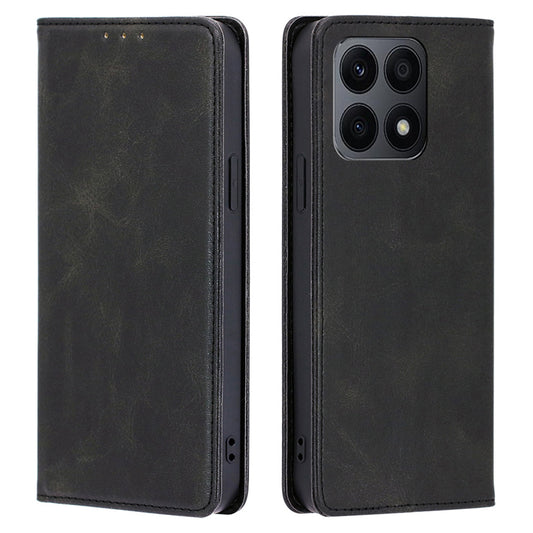 PU Leather+TPU Wallet Stand Phone Case for Honor X8a 4G , Calf Texture Magnetic Closing Anti-drop Cover