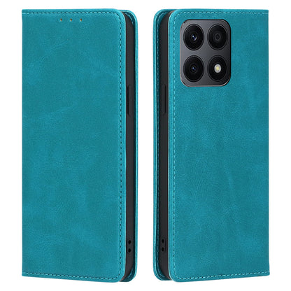 PU Leather+TPU Wallet Stand Phone Case for Honor X8a 4G , Calf Texture Magnetic Closing Anti-drop Cover