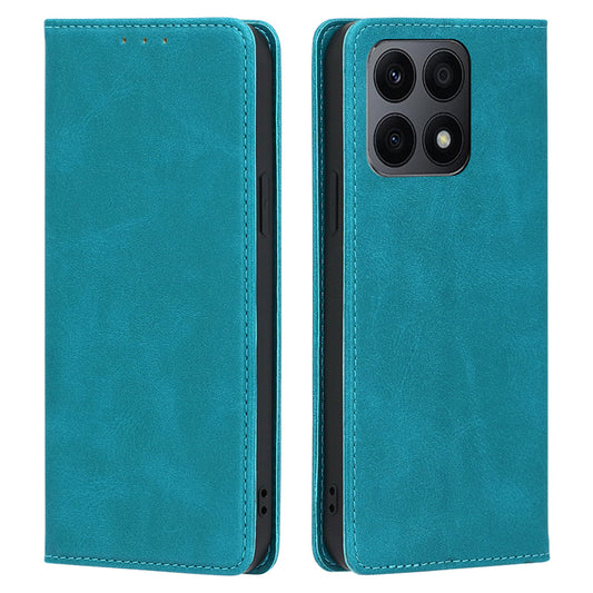 PU Leather+TPU Wallet Stand Phone Case for Honor X8a 4G , Calf Texture Magnetic Closing Anti-drop Cover