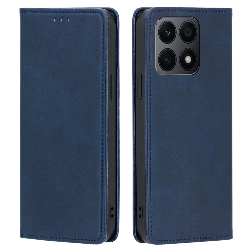 PU Leather+TPU Wallet Stand Phone Case for Honor X8a 4G , Calf Texture Magnetic Closing Anti-drop Cover