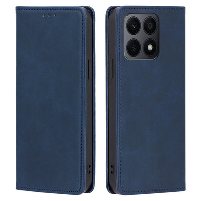 PU Leather+TPU Wallet Stand Phone Case for Honor X8a 4G , Calf Texture Magnetic Closing Anti-drop Cover