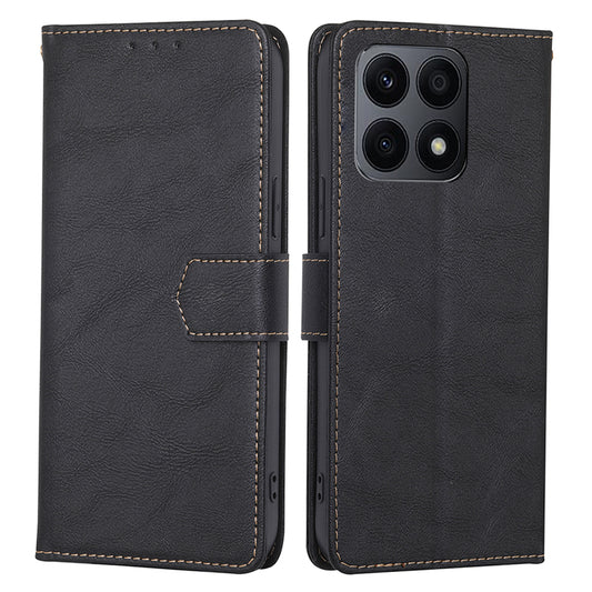 RFID Blocking Cell Phone Case for Honor X8a 4G , Cowhide Texture PU Leather Wallet Stand Cover