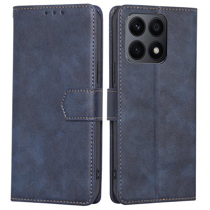 RFID Blocking Cell Phone Case for Honor X8a 4G , Cowhide Texture PU Leather Wallet Stand Cover