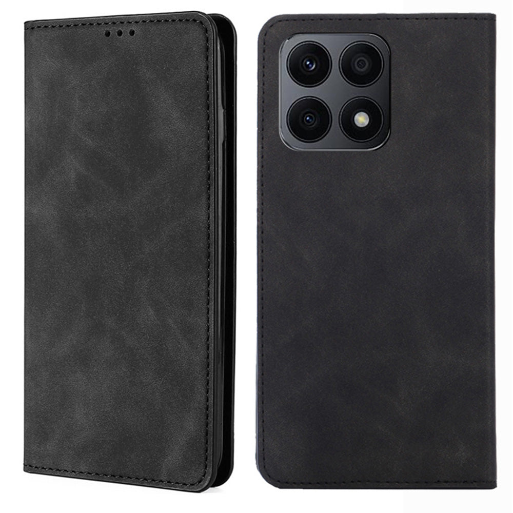 For Honor X8a 4G Card Holder PU Leather Flip Case Stand Skin-touch Feeling Cell Phone Cover